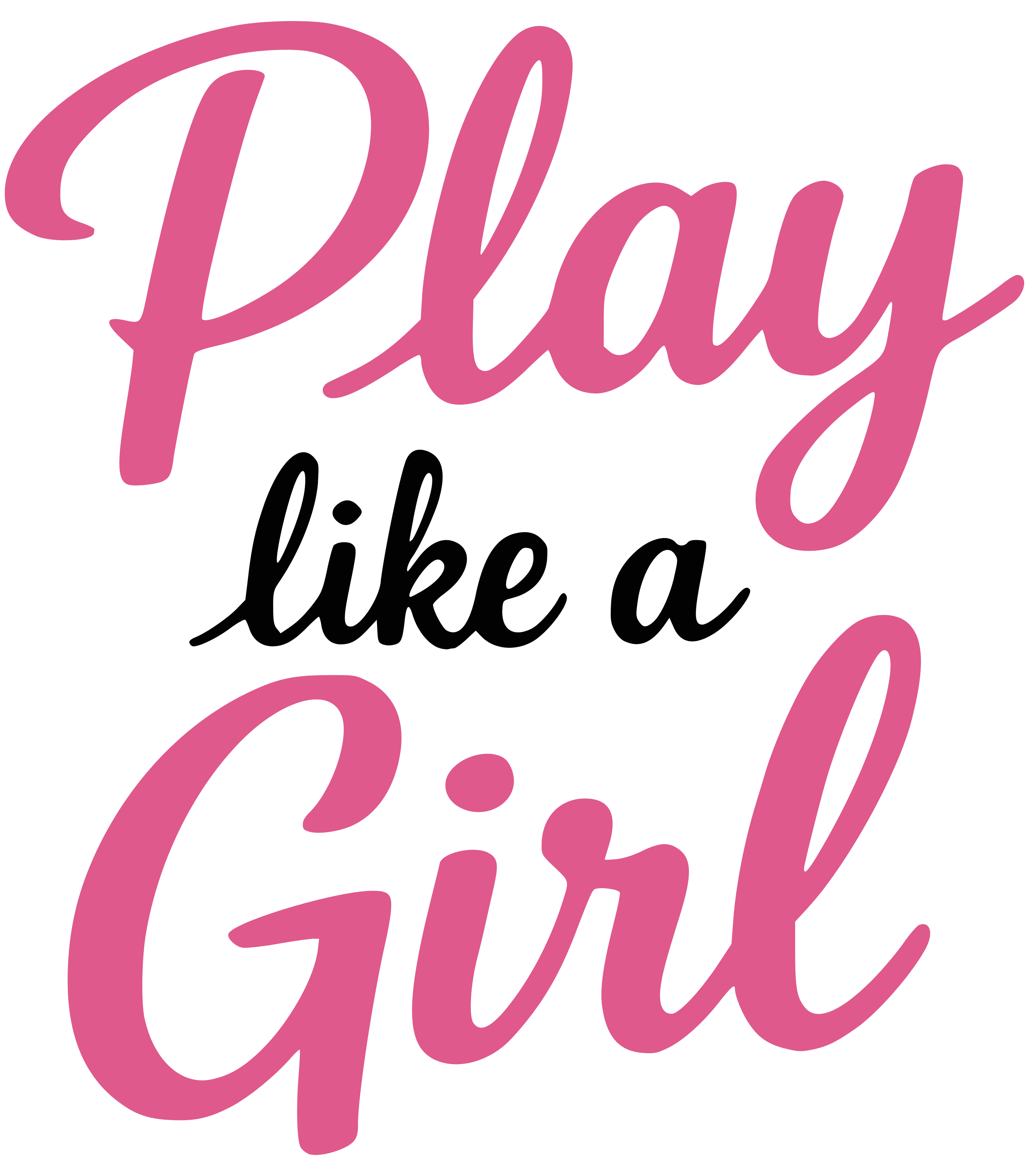 Motivational quote 'Play like a Girl' in pink and black on a white background